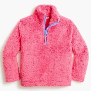 J.Crew Crewcuts Girls 2T Hot Pink Fuzzy Half Zip Pullover Sweater Jacket NWT
